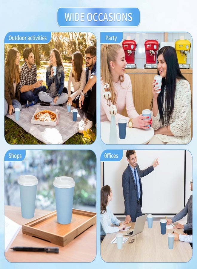Purhapfre 40 Pcs 12 oz Dusty Blue Disposable Coffee Cups with Lids Dusty Blue Gradient Party Paper Cups Baby Shower Light Blue Cups for Hot Cold Beverage Water Juice Coffee Tea Wedding Baby Shower Supplies - Image 5
